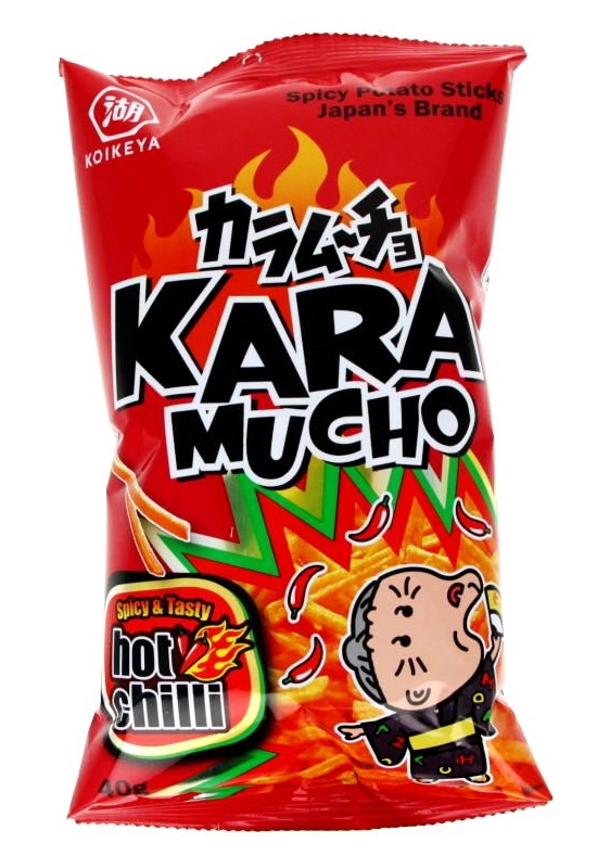 Snack di patatine sticks piccanti Karamucho Koikeya 40g.